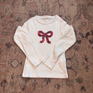 Abercrombie Kids White Long Sleeve Tee with Red Bow